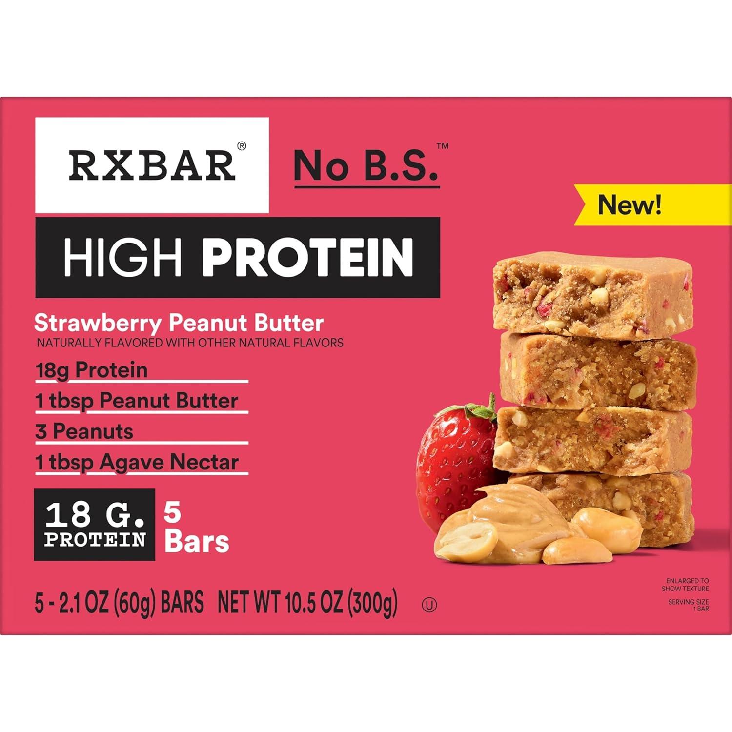 image:imageRXBAR High Protein Bars Gluten Free Protein Snacks Strawberry Peanut Butter 253oz Box 12 BarsStrawberry Peanut Butter
