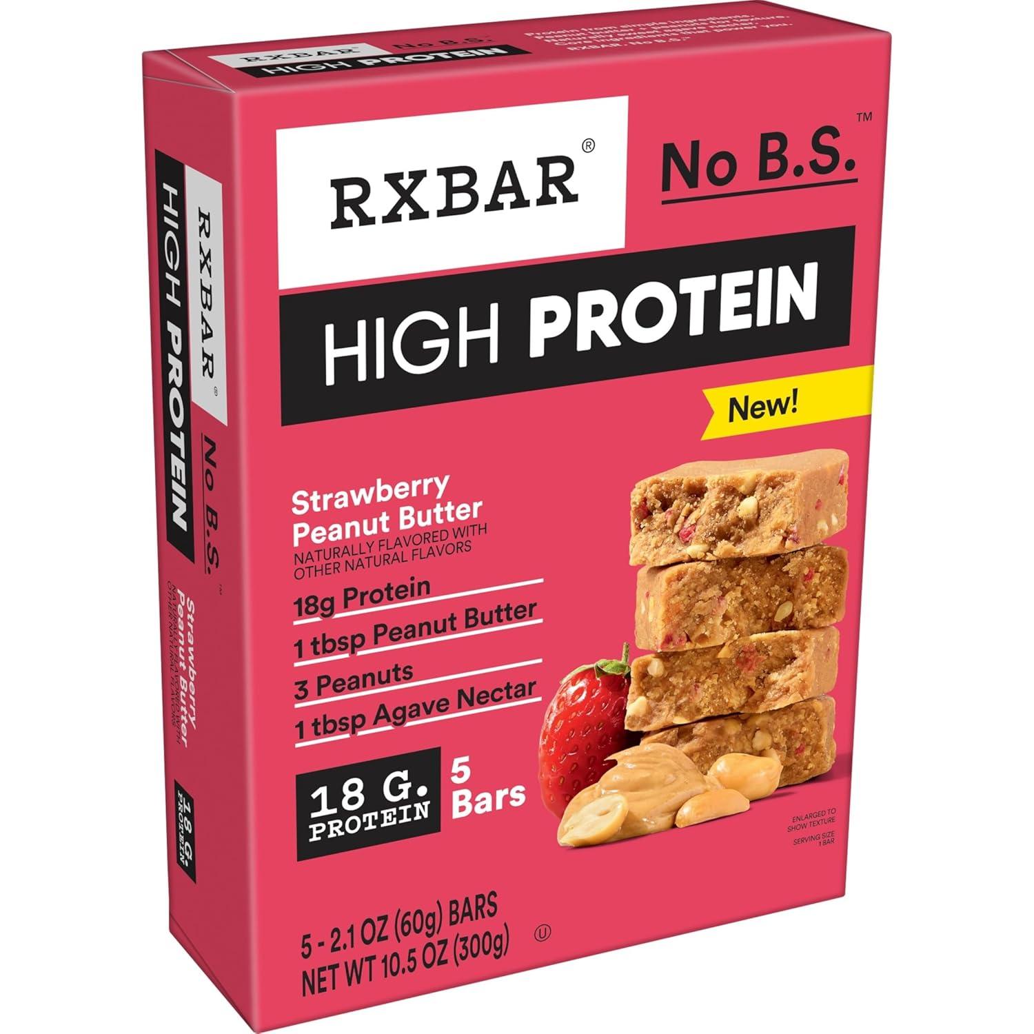 image:imageRXBAR High Protein Bars Gluten Free Protein Snacks Strawberry Peanut Butter 253oz Box 12 BarsStrawberry Peanut Butter
