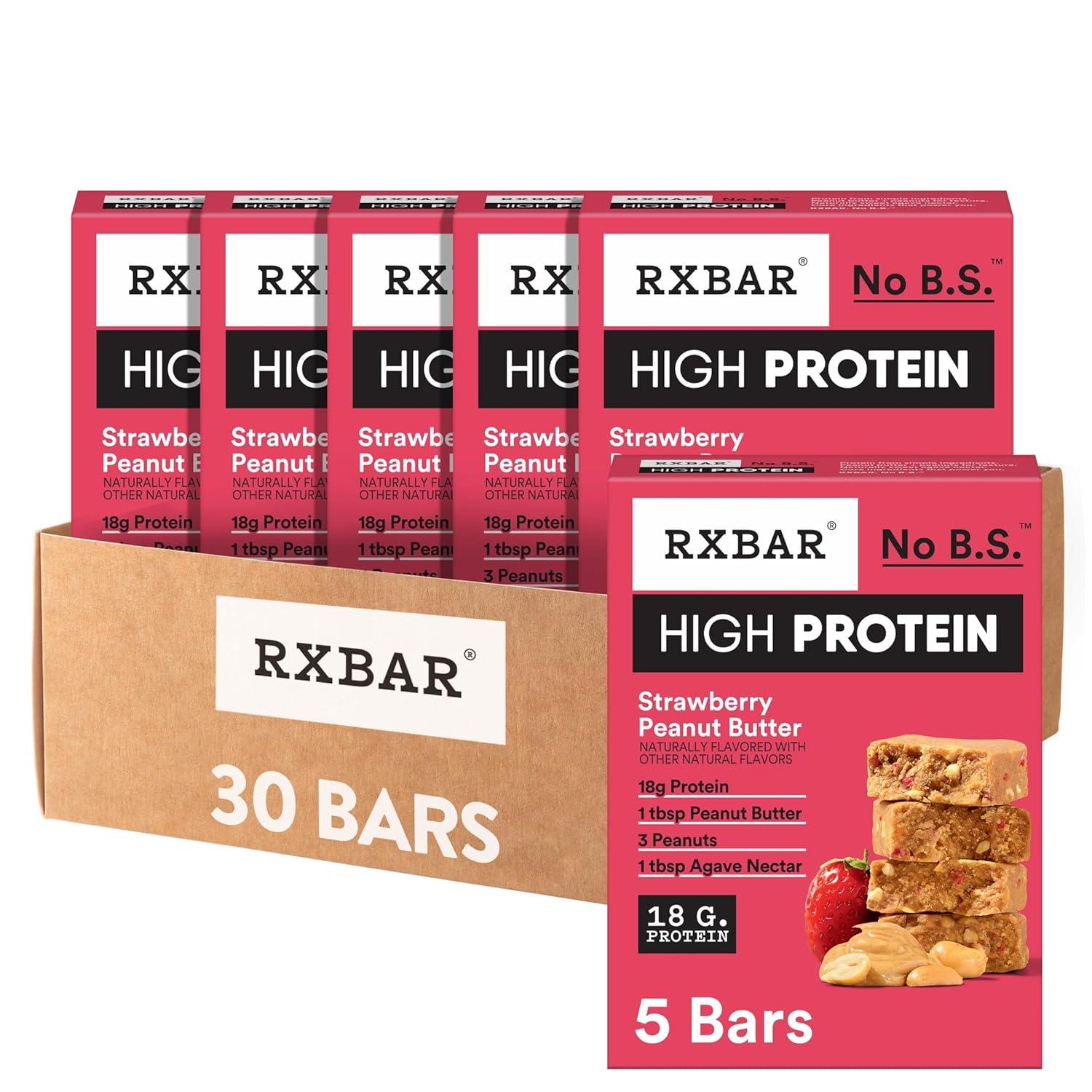 image:imageRXBAR High Protein Bars Gluten Free Protein Snacks Strawberry Peanut Butter 253oz Box 12 BarsStrawberry Peanut Butter