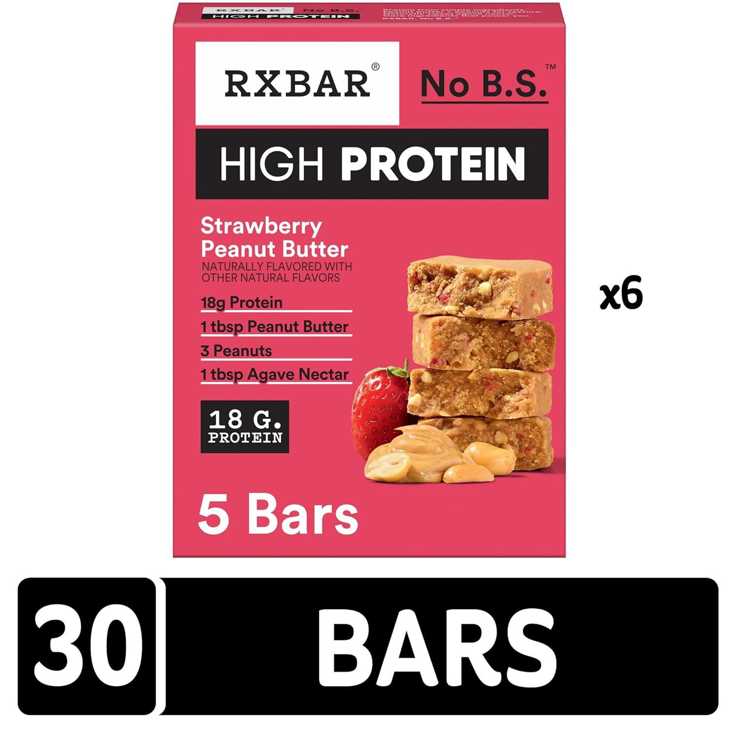 image:imageRXBAR High Protein Bars Gluten Free Protein Snacks Strawberry Peanut Butter 253oz Box 12 BarsStrawberry Peanut Butter