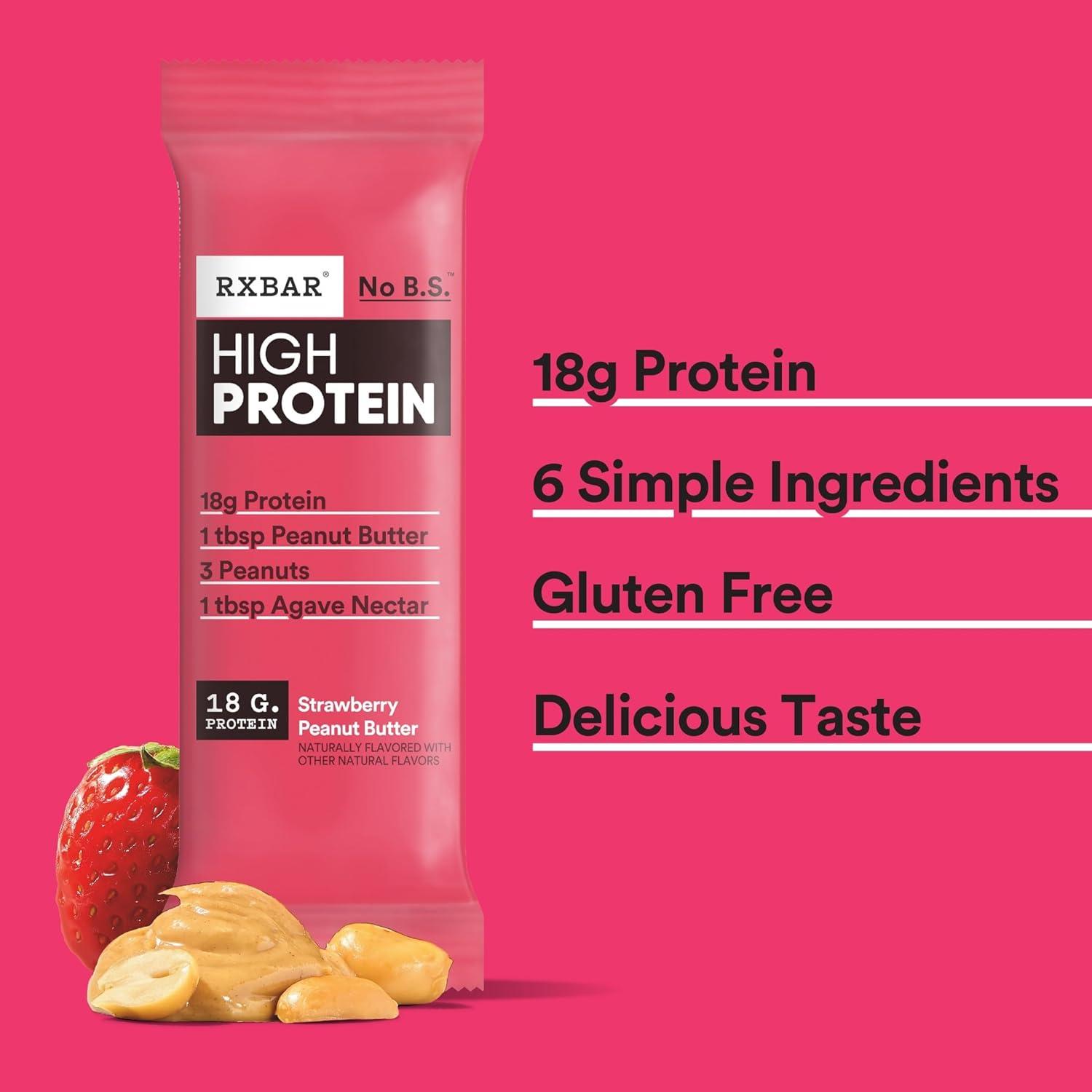 image:imageRXBAR High Protein Bars Gluten Free Protein Snacks Strawberry Peanut Butter 253oz Box 12 BarsStrawberry Peanut Butter