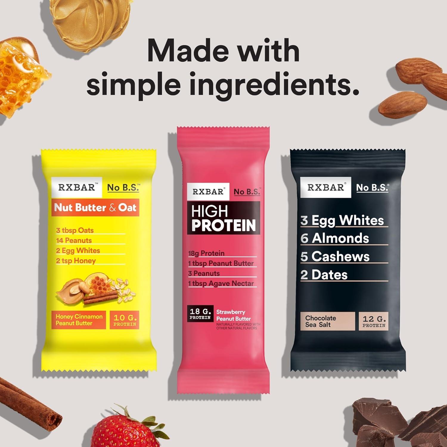 image:imageRXBAR High Protein Bars Gluten Free Protein Snacks Strawberry Peanut Butter 253oz Box 12 BarsVariety Pack