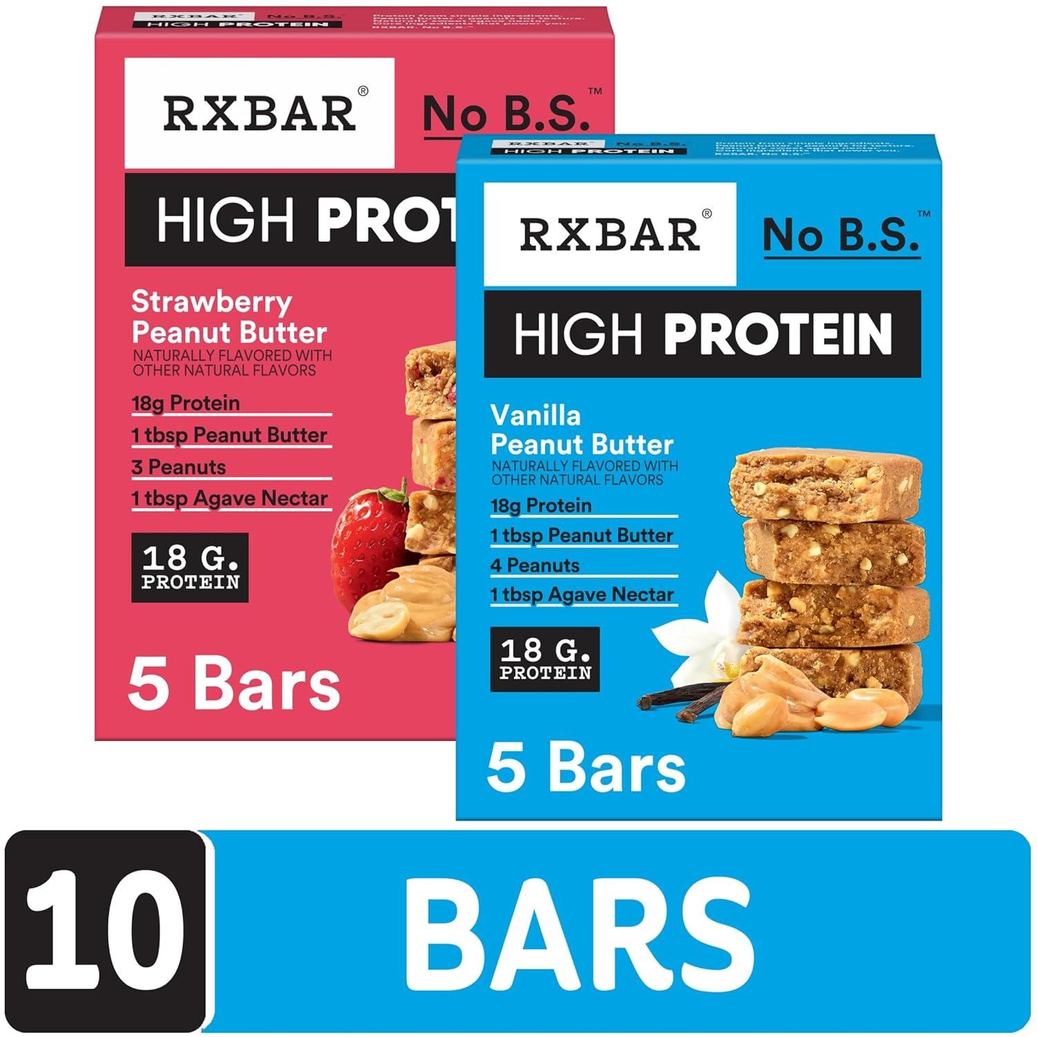 image:imageRXBAR High Protein Bars Gluten Free Protein Snacks Strawberry Peanut Butter 253oz Box 12 BarsVariety Pack