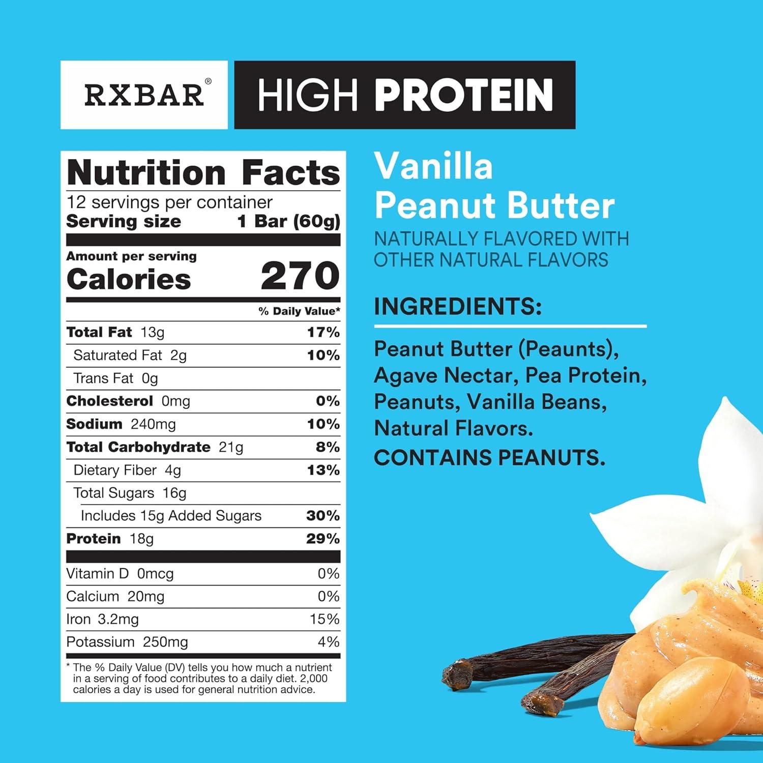 image:imageRXBAR High Protein Bars Gluten Free Protein Snacks Vanilla Peanut Butter 253oz Box 12 Bars12 Bars