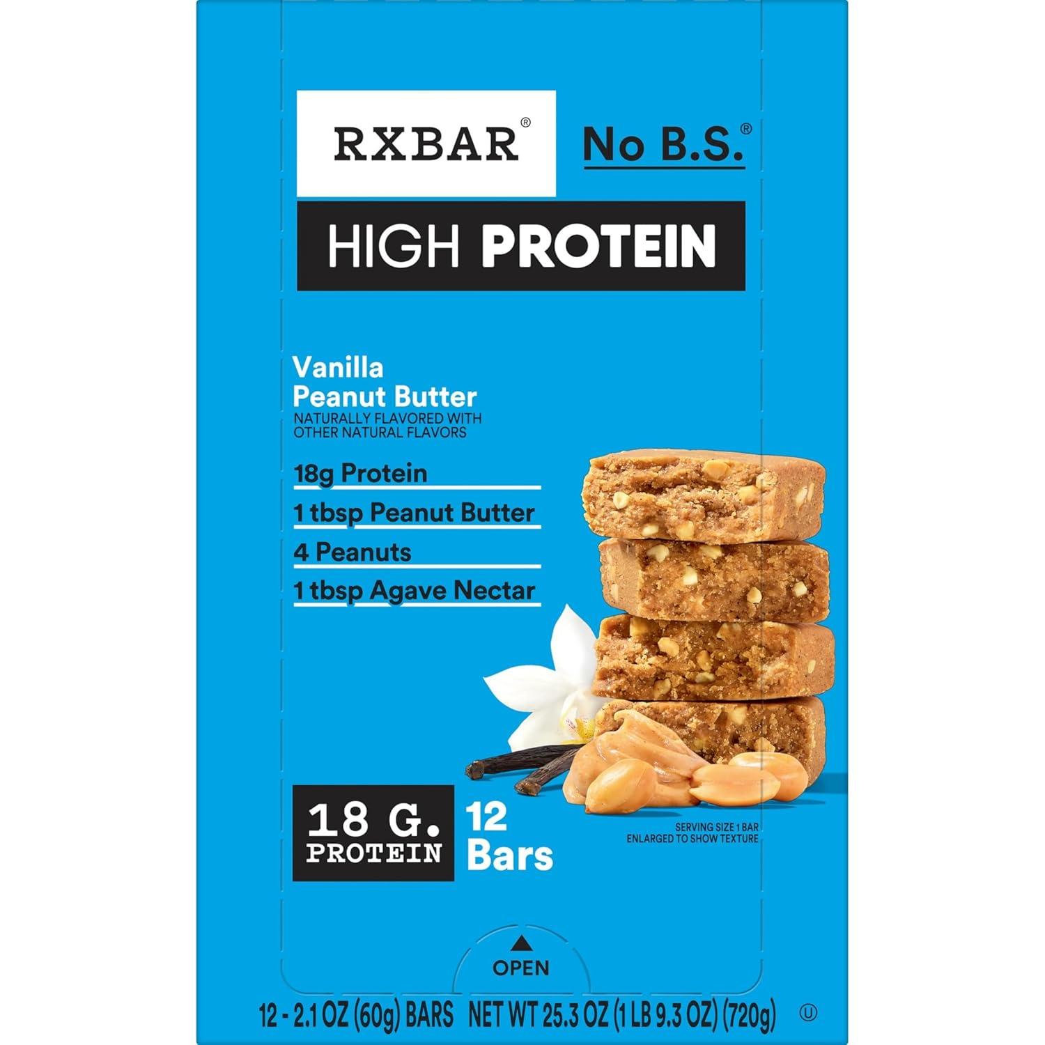 image:imageRXBAR High Protein Bars Gluten Free Protein Snacks Vanilla Peanut Butter 253oz Box 12 Bars12 Bars
