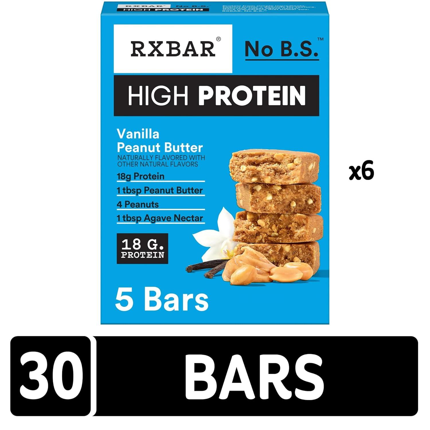 image:imageRXBAR High Protein Bars Gluten Free Protein Snacks Vanilla Peanut Butter 253oz Box 12 Bars30 Bars