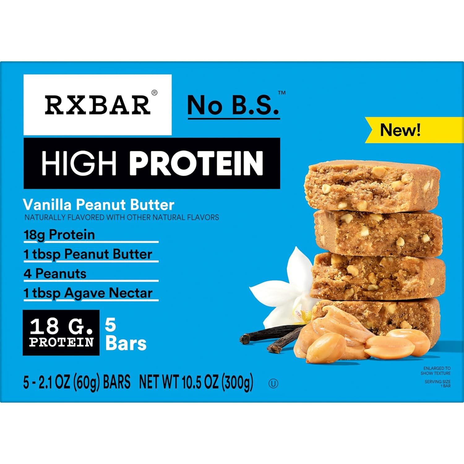 image:imageRXBAR High Protein Bars Gluten Free Protein Snacks Vanilla Peanut Butter 253oz Box 12 Bars30 Bars