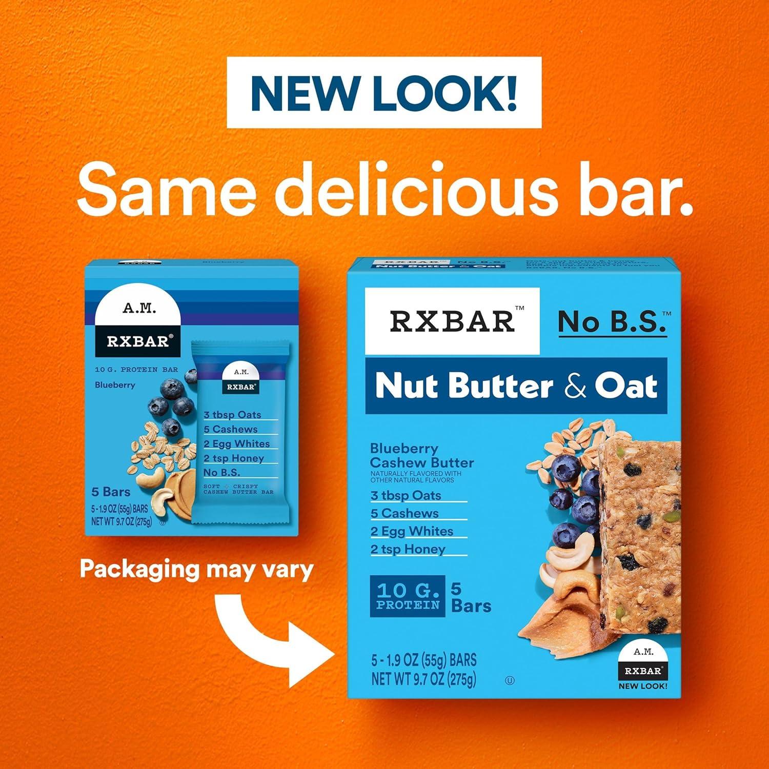 image:imageRXBAR Nut Butter And Oat Protein Bars Protein Snacks Snack Bars Blueberry Cashew Butter 97oz Box 5 Count97 OZ Pack of 2