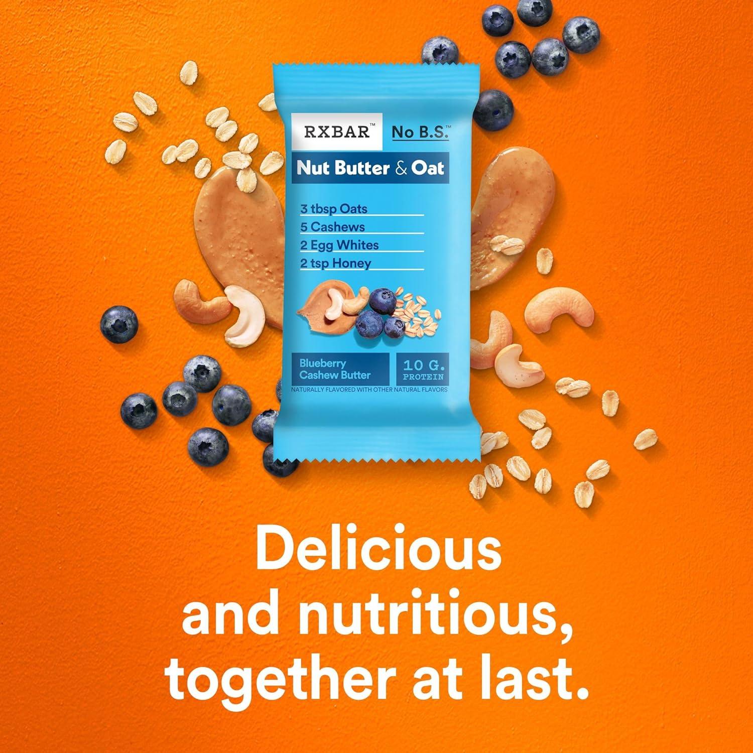 image:imageRXBAR Nut Butter And Oat Protein Bars Protein Snacks Snack Bars Blueberry Cashew Butter 97oz Box 5 Count97 OZ Pack of 2