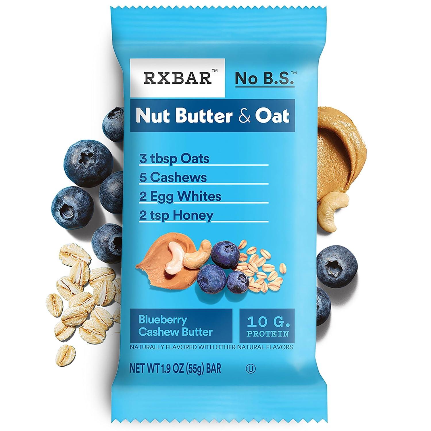 image:imageRXBAR Nut Butter And Oat Protein Bars Protein Snacks Snack Bars Blueberry Cashew Butter 97oz Box 5 Count97 OZ Pack of 2