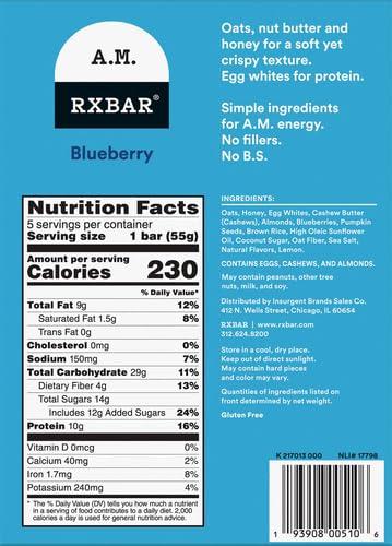 image:imageRXBAR Nut Butter And Oat Protein Bars Protein Snacks Snack Bars Blueberry Cashew Butter 97oz Box 5 Count97 OZ Pack of 2