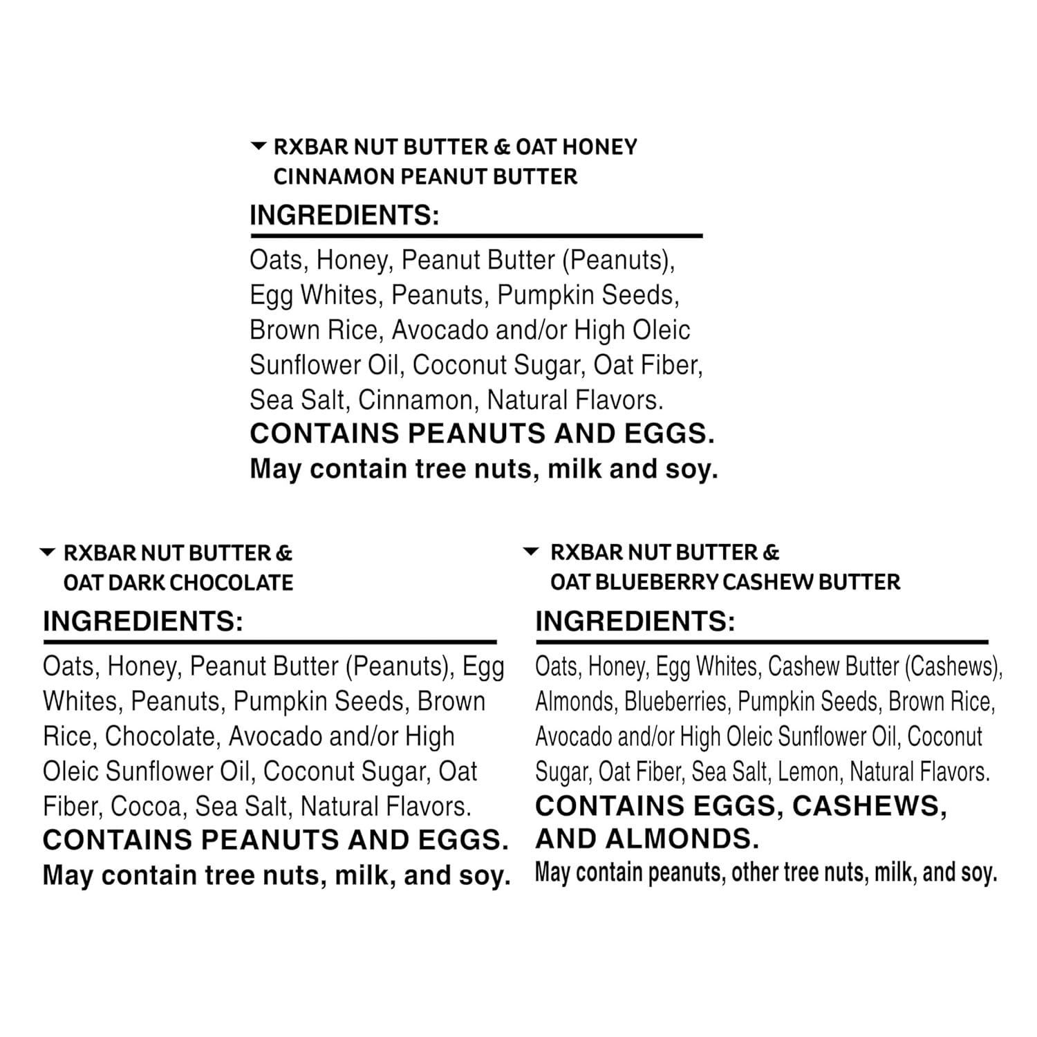 image:imageRXBAR Nut Butter and Oat Protein Bars Protein Snack Snack Bars Variety Pack 3 Boxes 15 Bars