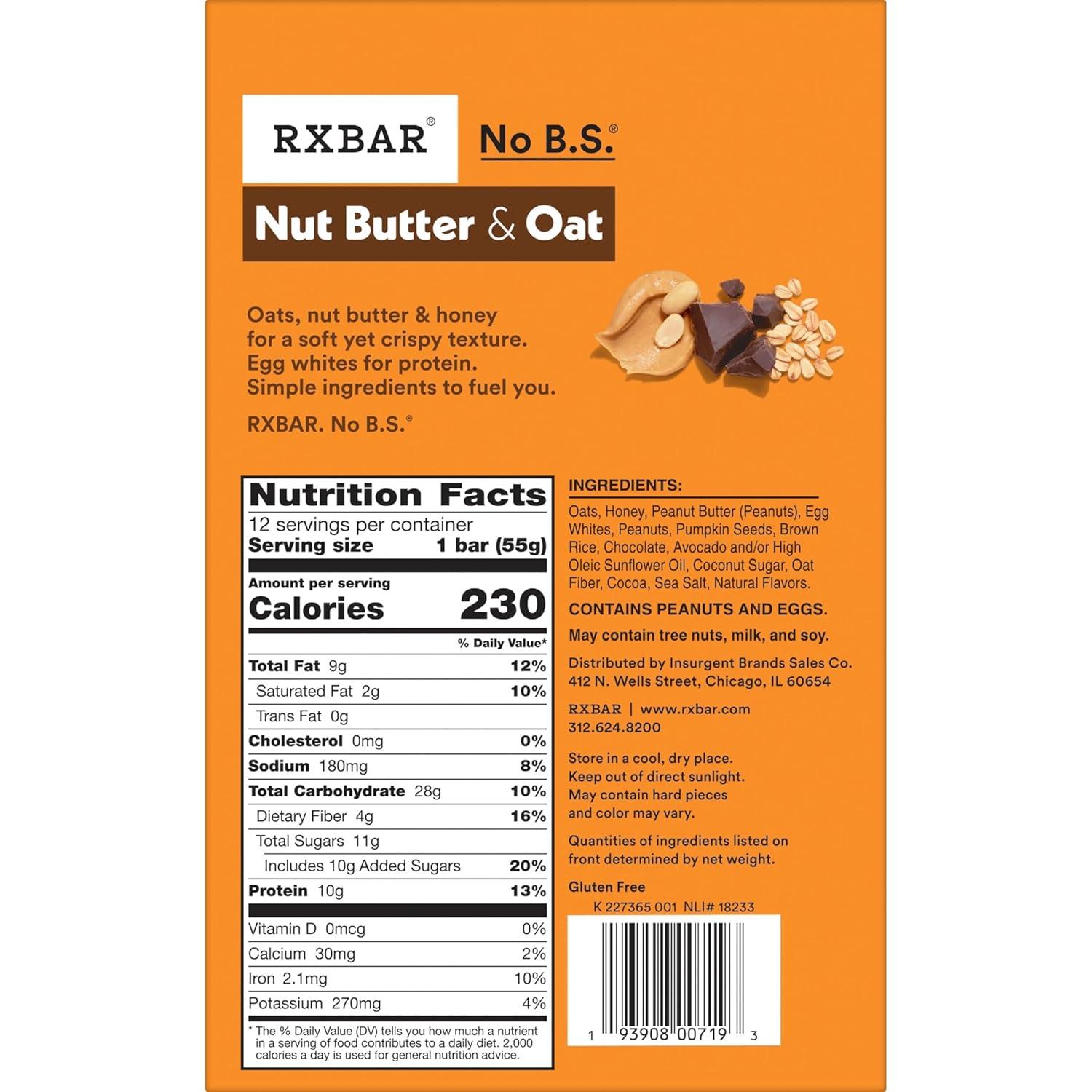 image:imageRXBAR Nut Butter and Oat Protein Bars Protein Snacks Dark Chocolate Peanut Butter 6 Boxes 30 Bars12 Count