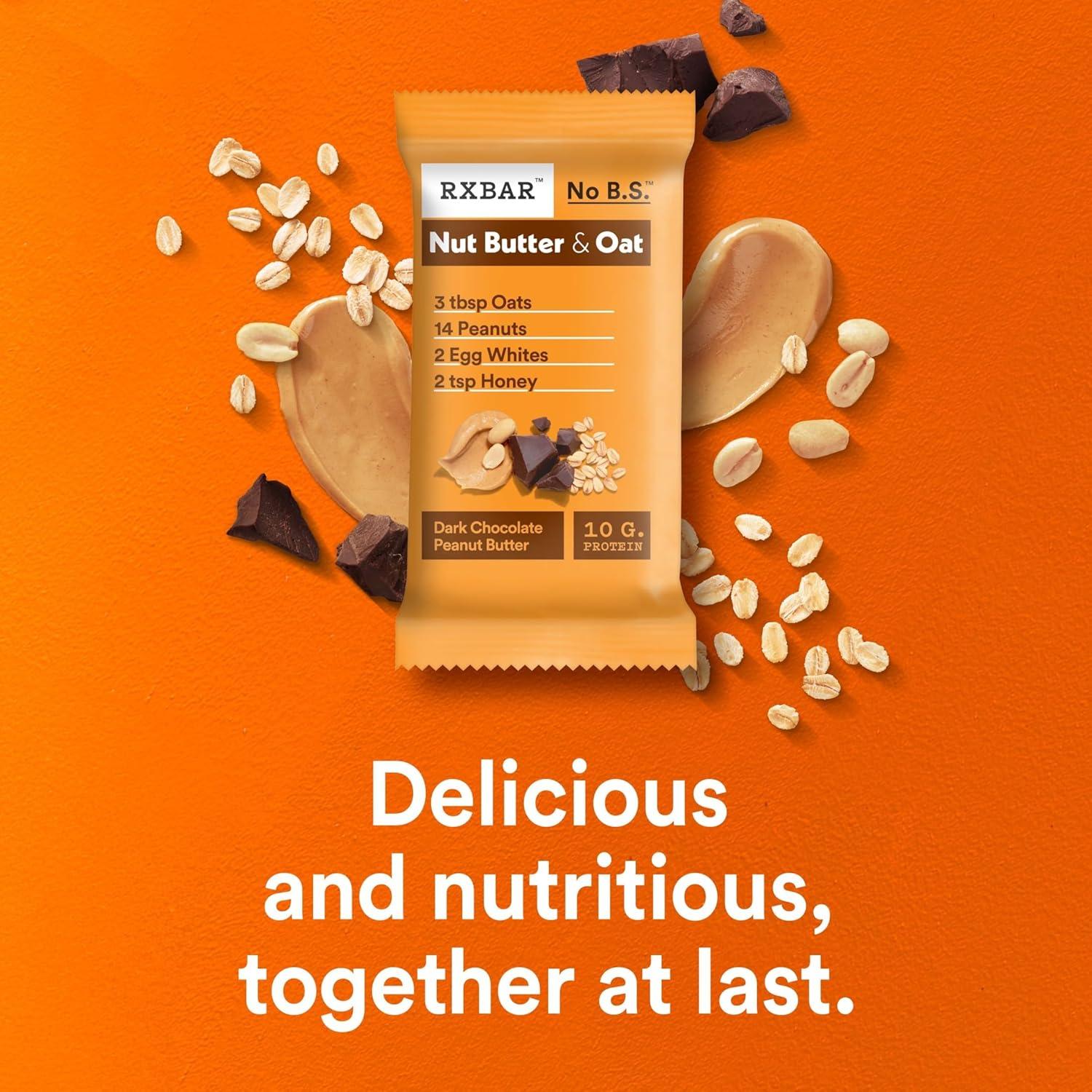 image:imageRXBAR Nut Butter and Oat Protein Bars Protein Snacks Dark Chocolate Peanut Butter 6 Boxes 30 Bars12 Count