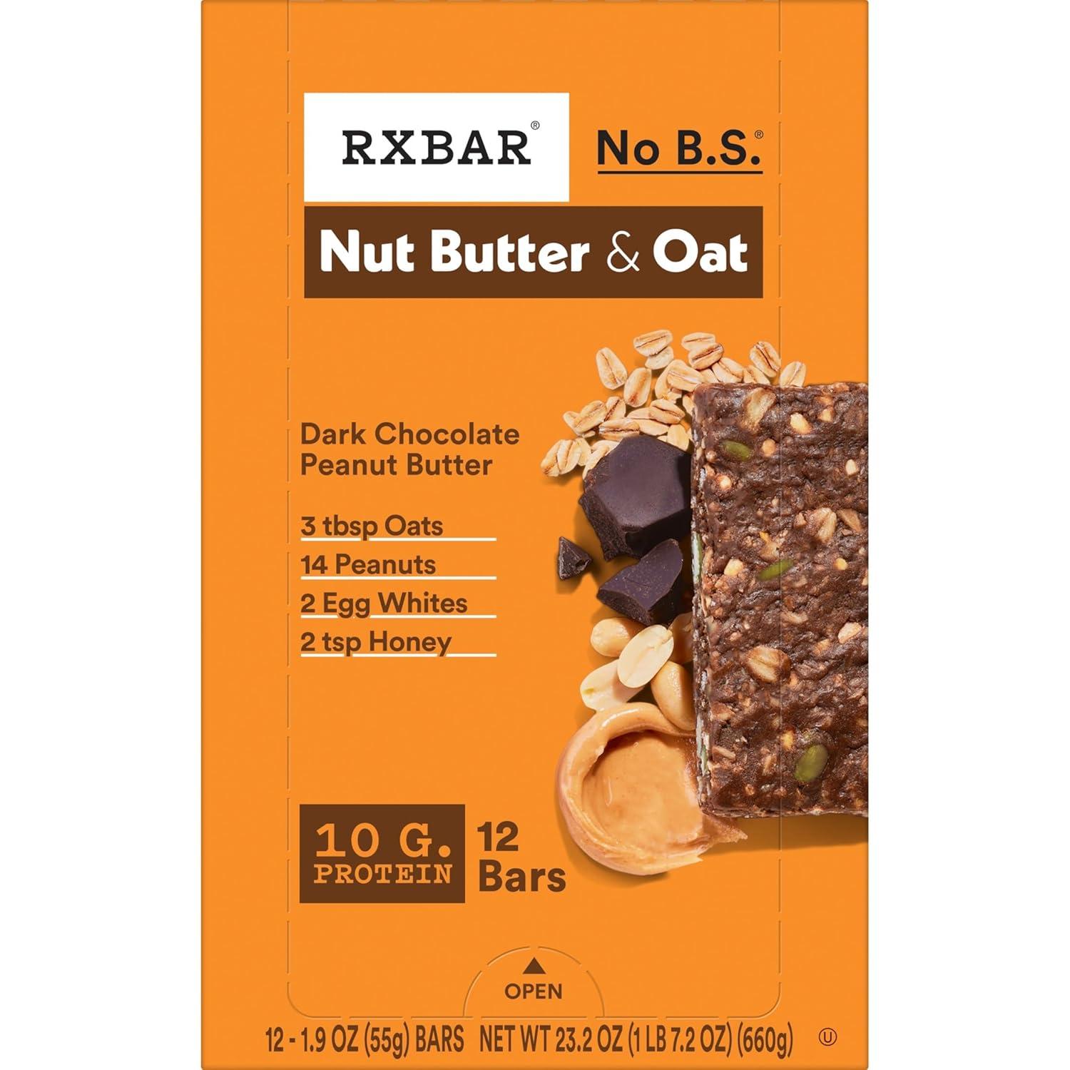 image:imageRXBAR Nut Butter and Oat Protein Bars Protein Snacks Dark Chocolate Peanut Butter 6 Boxes 30 Bars12 Count
