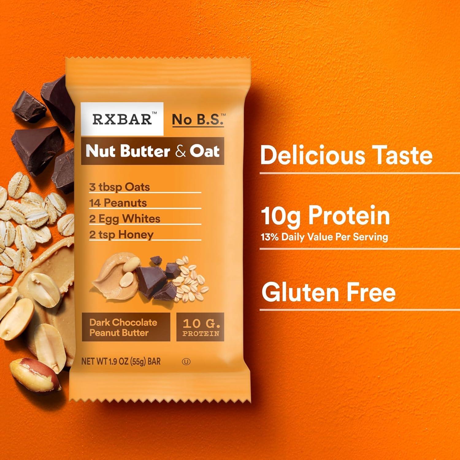 image:imageRXBAR Nut Butter and Oat Protein Bars Protein Snacks Dark Chocolate Peanut Butter 6 Boxes 30 Bars12 Count