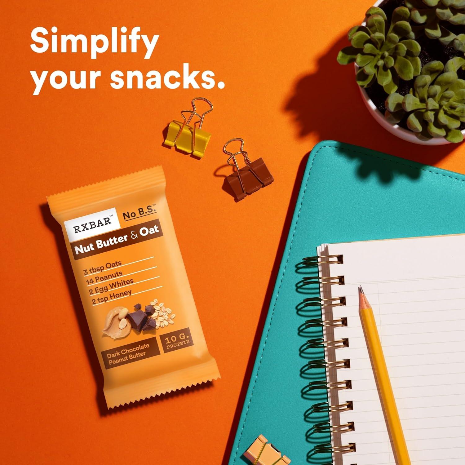 image:imageRXBAR Nut Butter and Oat Protein Bars Protein Snacks Dark Chocolate Peanut Butter 6 Boxes 30 Bars12 Count