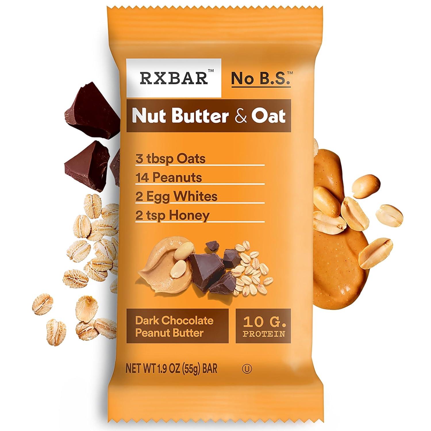 image:imageRXBAR Nut Butter and Oat Protein Bars Protein Snacks Dark Chocolate Peanut Butter 6 Boxes 30 Bars12 Count
