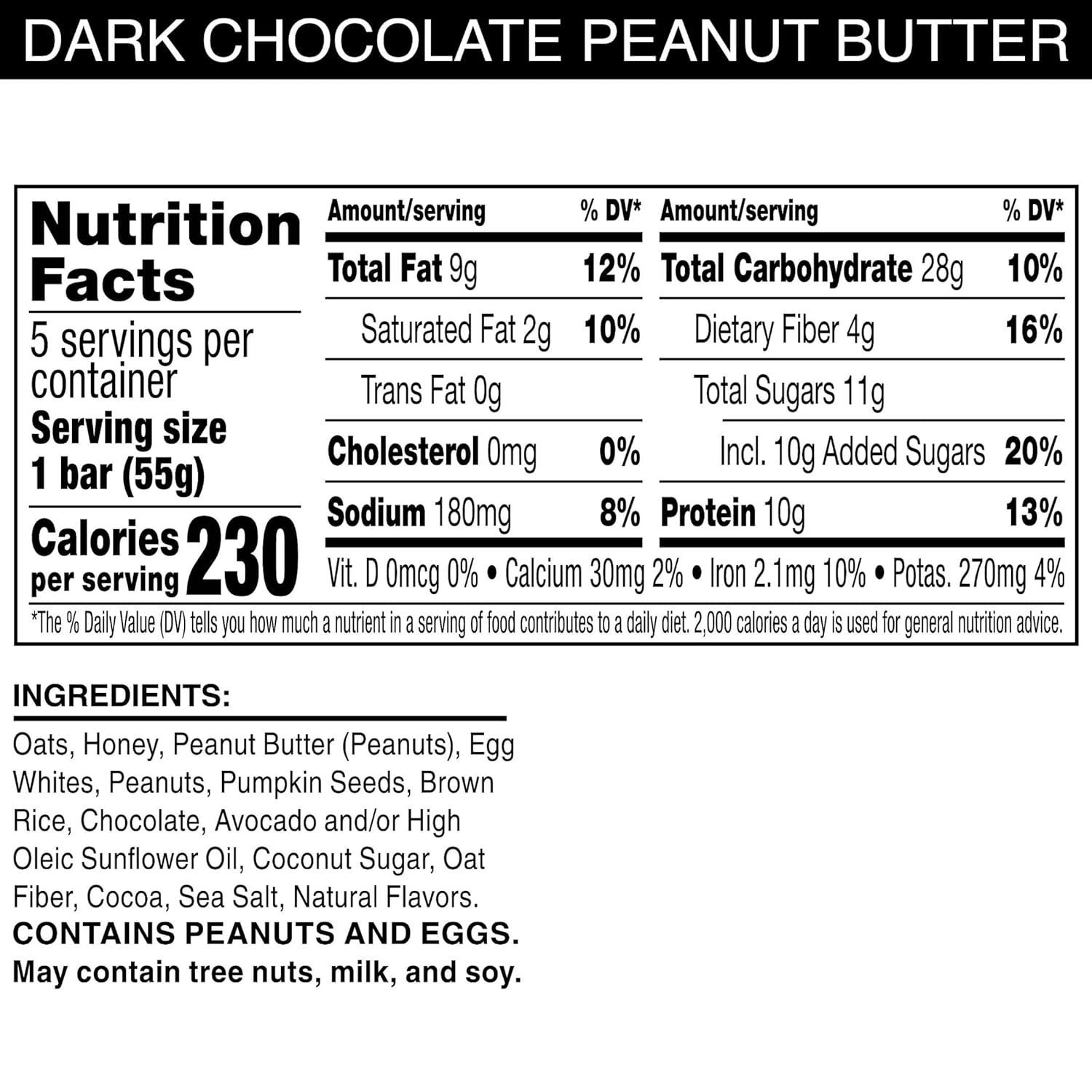 image:imageRXBAR Nut Butter and Oat Protein Bars Protein Snacks Dark Chocolate Peanut Butter 6 Boxes 30 Bars30 Count
