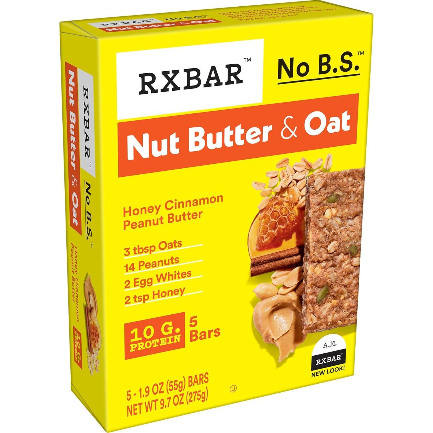 image:imageRXBAR Nut Butter and Oat Protein Bars Protein Snacks Honey Cinnamon Peanut Butter 6 Boxes 30 Bars