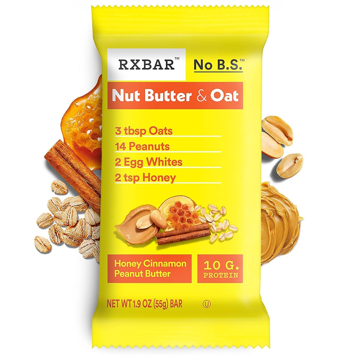 image:imageRXBAR Nut Butter and Oat Protein Bars Protein Snacks Honey Cinnamon Peanut Butter 6 Boxes 30 Bars