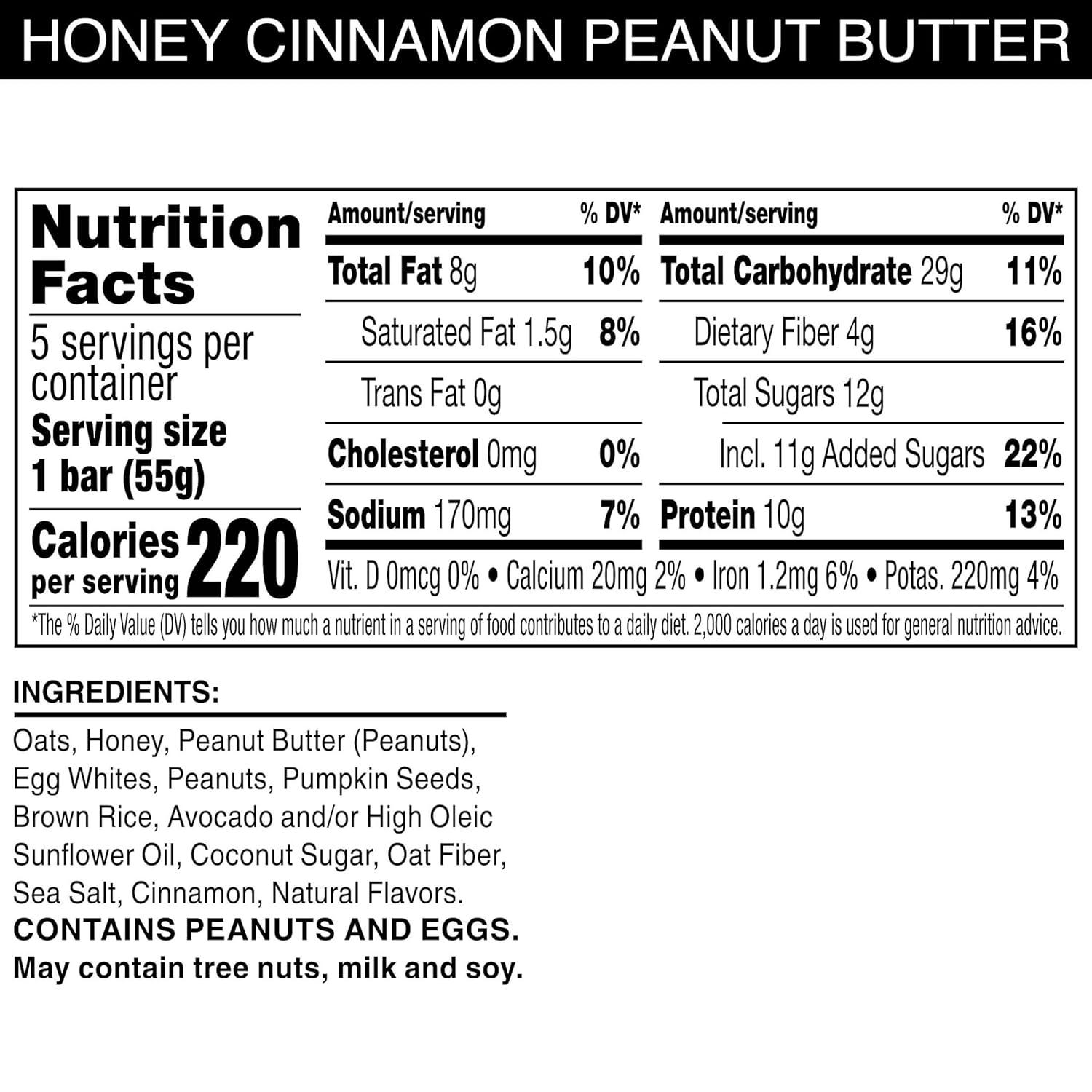image:imageRXBAR Nut Butter and Oat Protein Bars Protein Snacks Honey Cinnamon Peanut Butter 6 Boxes 30 Bars