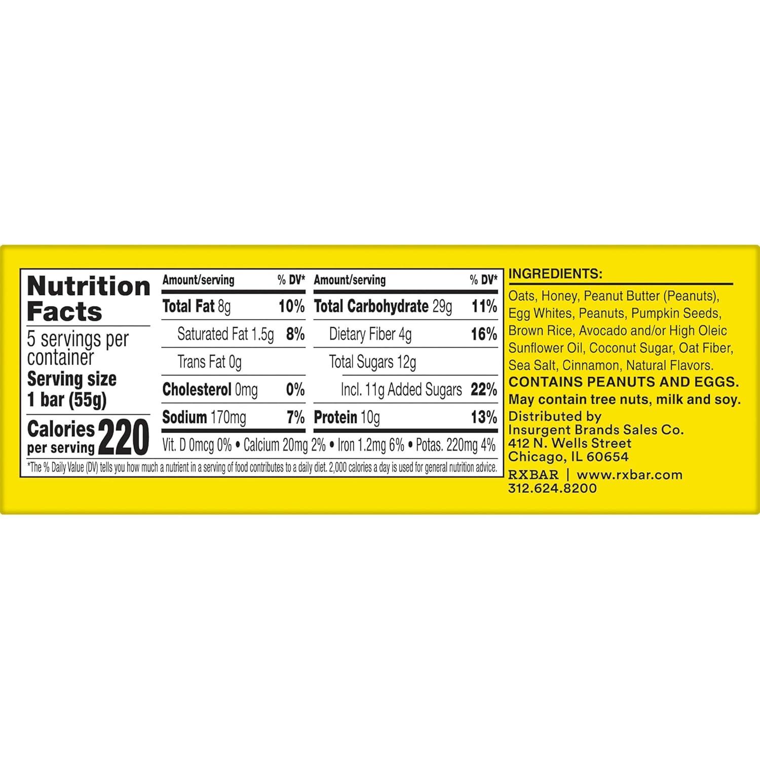 image:imageRXBAR Nut Butter and Oat Protein Bars Protein Snacks Honey Cinnamon Peanut Butter 6 Boxes 30 Bars