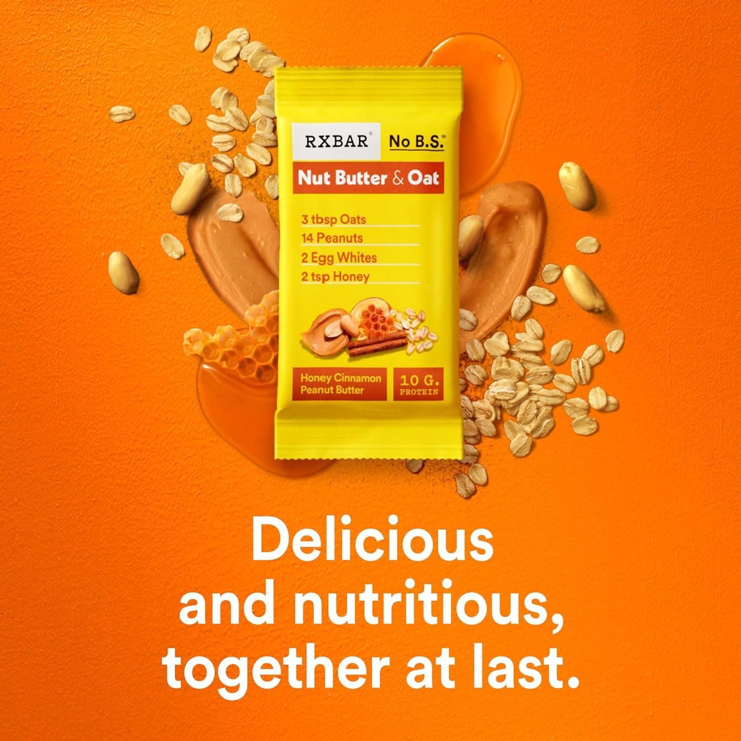 image:imageRXBAR Nut Butter and Oat Protein Bars Protein Snacks Snack Bars Honey Cinnamon Peanut Butter 232oz Box 12 Count