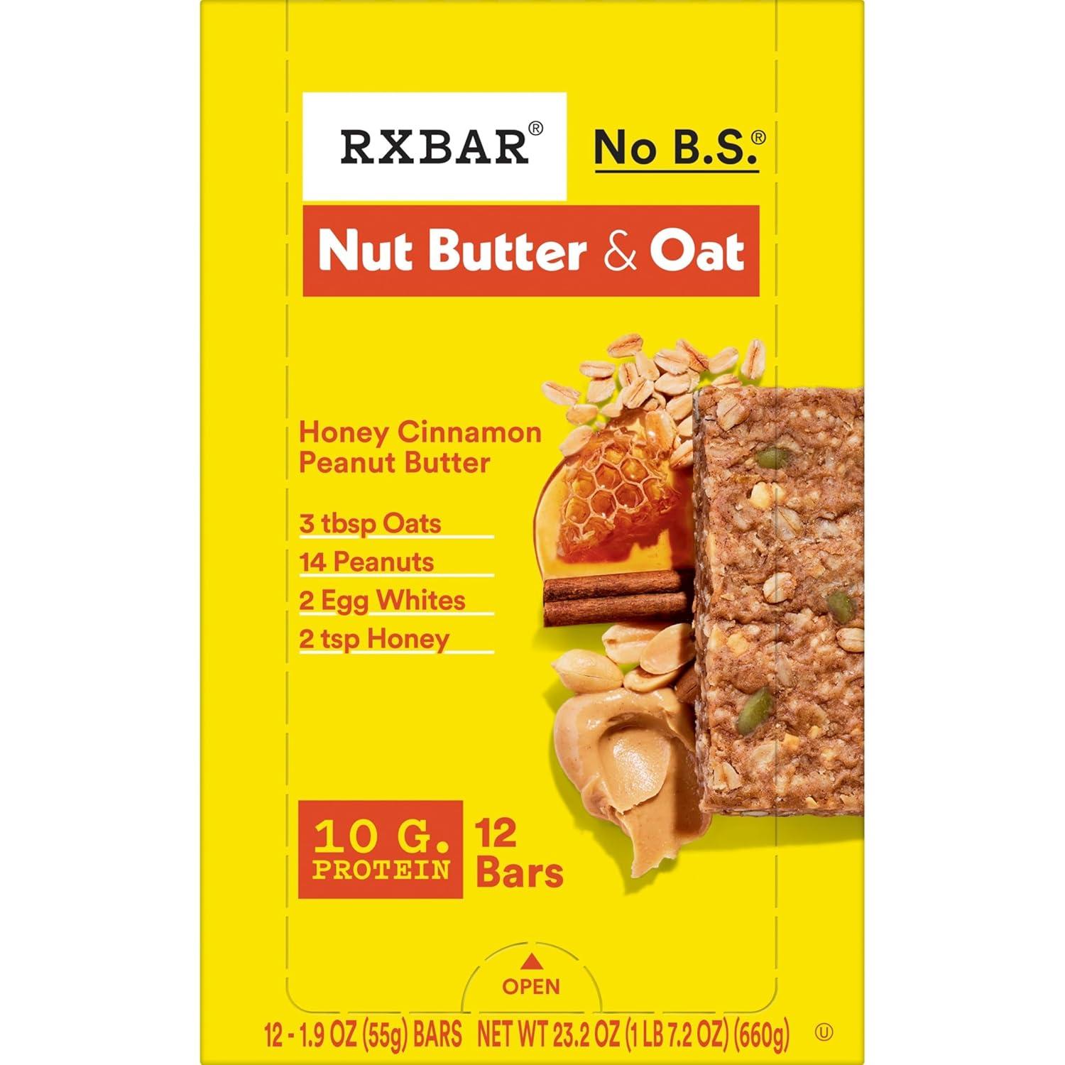 image:imageRXBAR Nut Butter and Oat Protein Bars Protein Snacks Snack Bars Honey Cinnamon Peanut Butter 232oz Box 12 Count