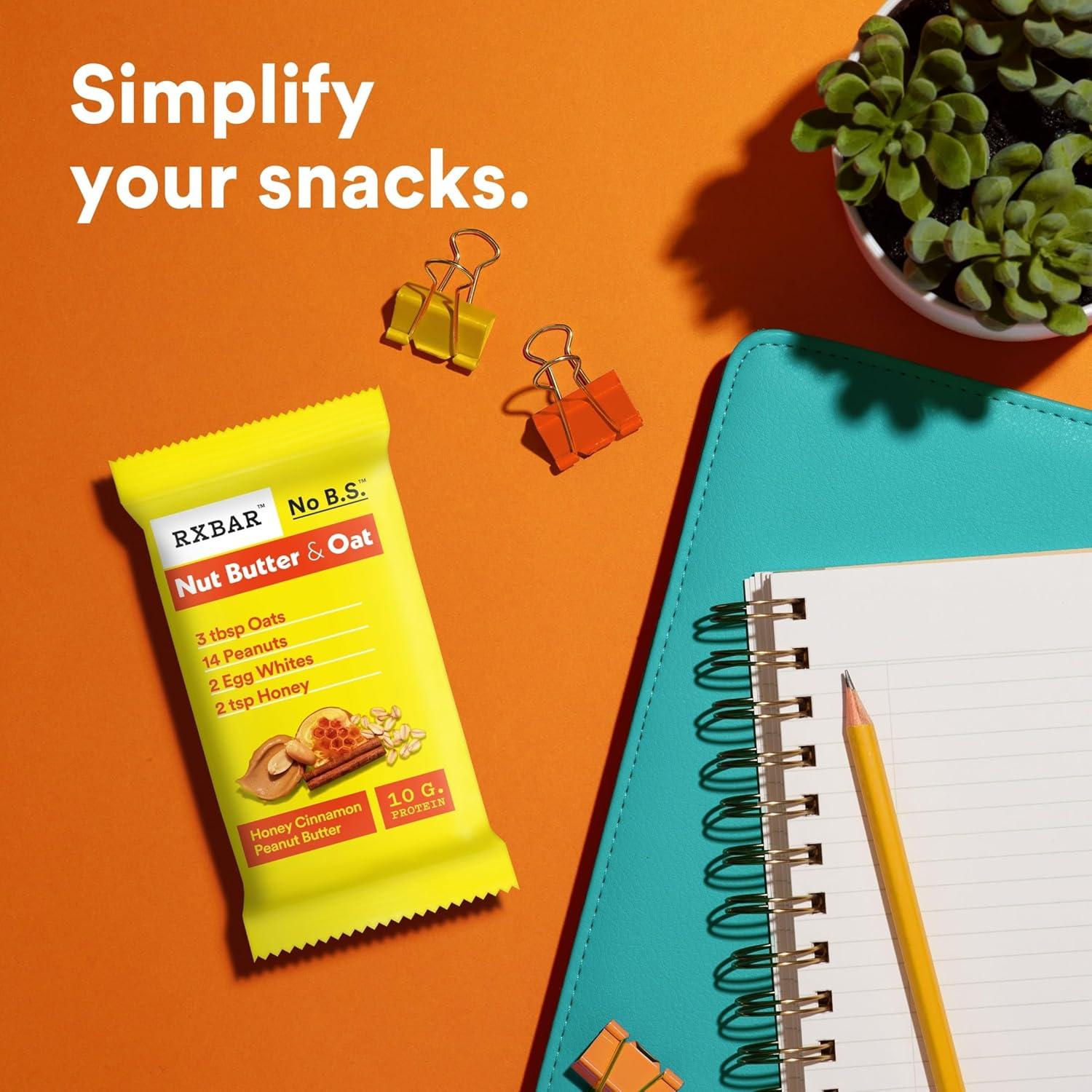 image:imageRXBAR Nut Butter and Oat Protein Bars Protein Snacks Snack Bars Honey Cinnamon Peanut Butter 232oz Box 12 Count