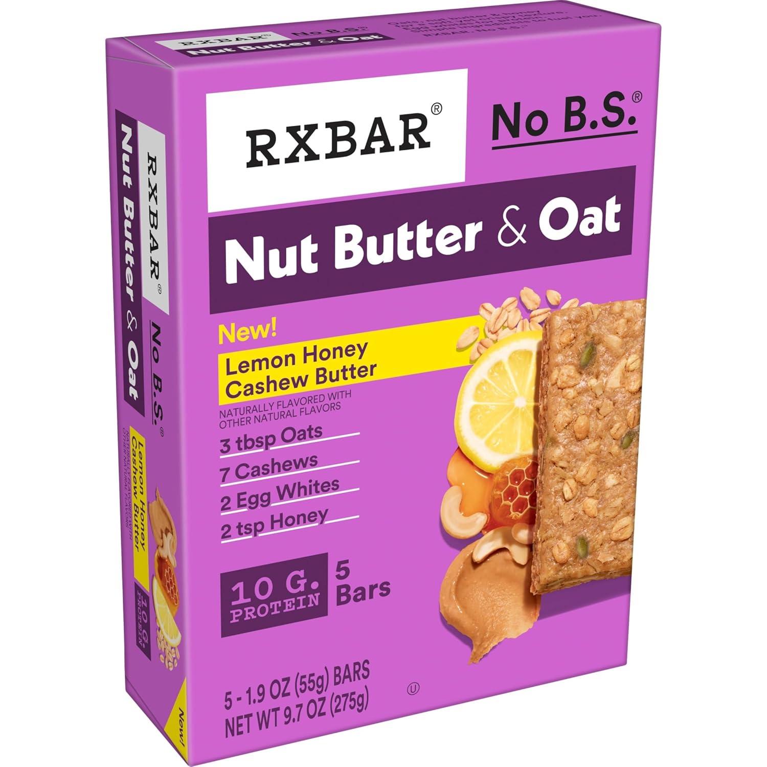 image:imageRXBAR Nut Butter and Oat Protein Bars Protein Snacks Snack Bars Lemon Honey Cashew Butter 232oz Box 12 Count30 Count