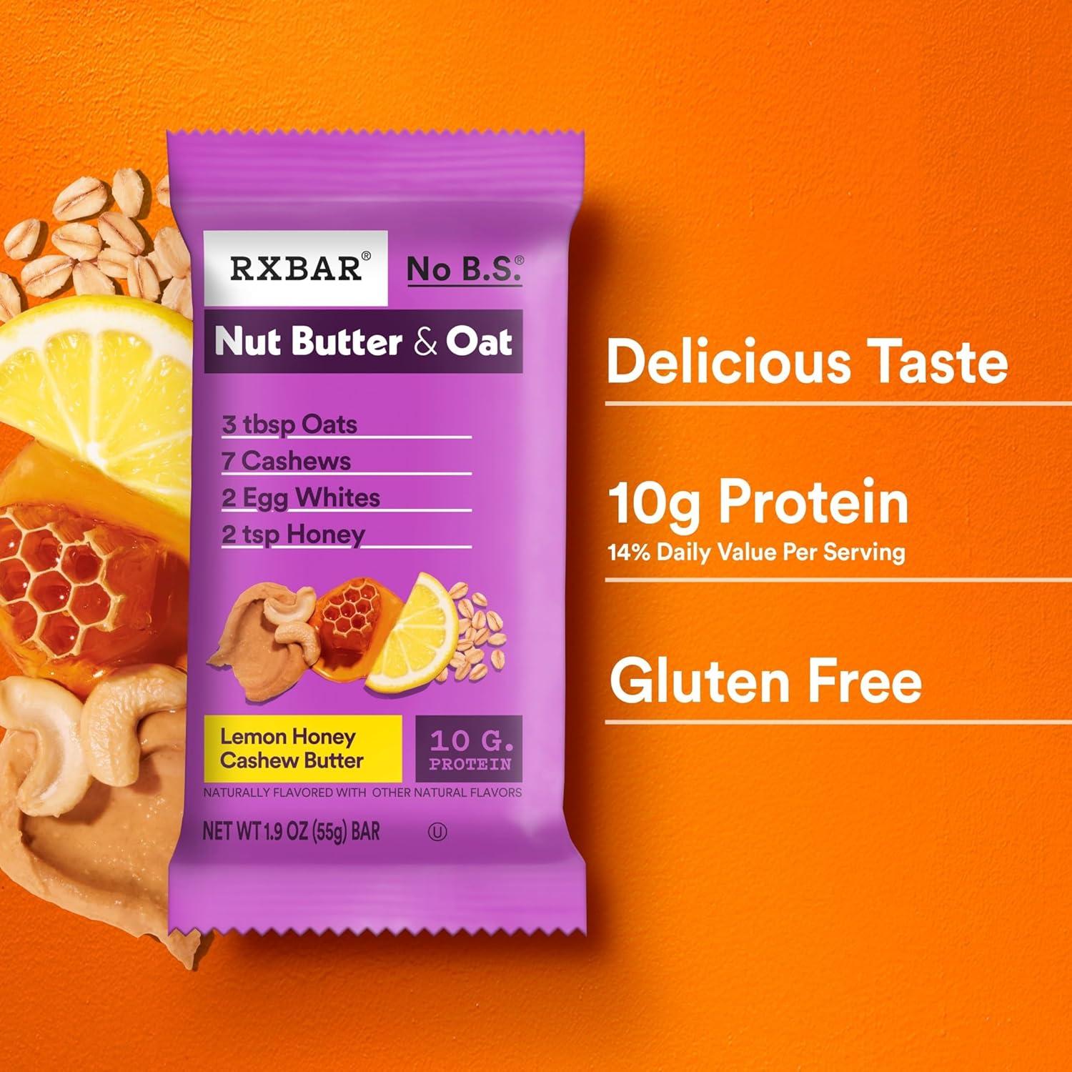 image:imageRXBAR Nut Butter and Oat Protein Bars Protein Snacks Snack Bars Lemon Honey Cashew Butter 232oz Box 12 Count30 Count