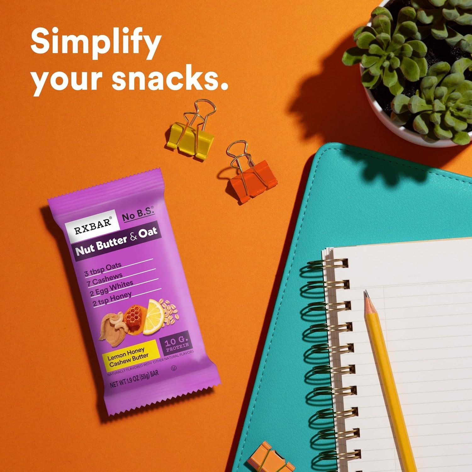 image:imageRXBAR Nut Butter and Oat Protein Bars Protein Snacks Snack Bars Lemon Honey Cashew Butter 232oz Box 12 Count30 Count