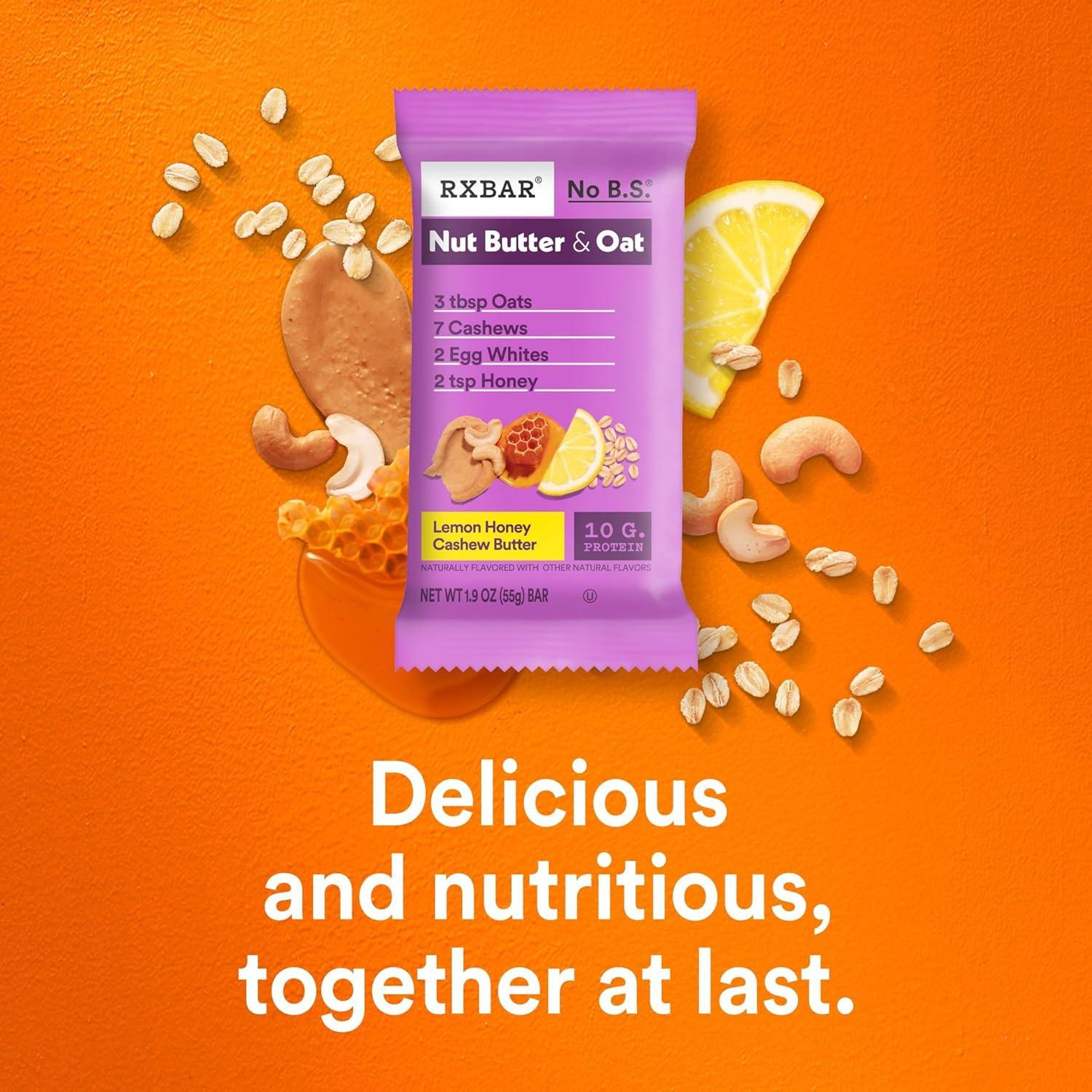 image:imageRXBAR Nut Butter and Oat Protein Bars Protein Snacks Snack Bars Lemon Honey Cashew Butter 232oz Box 12 Count30 Count