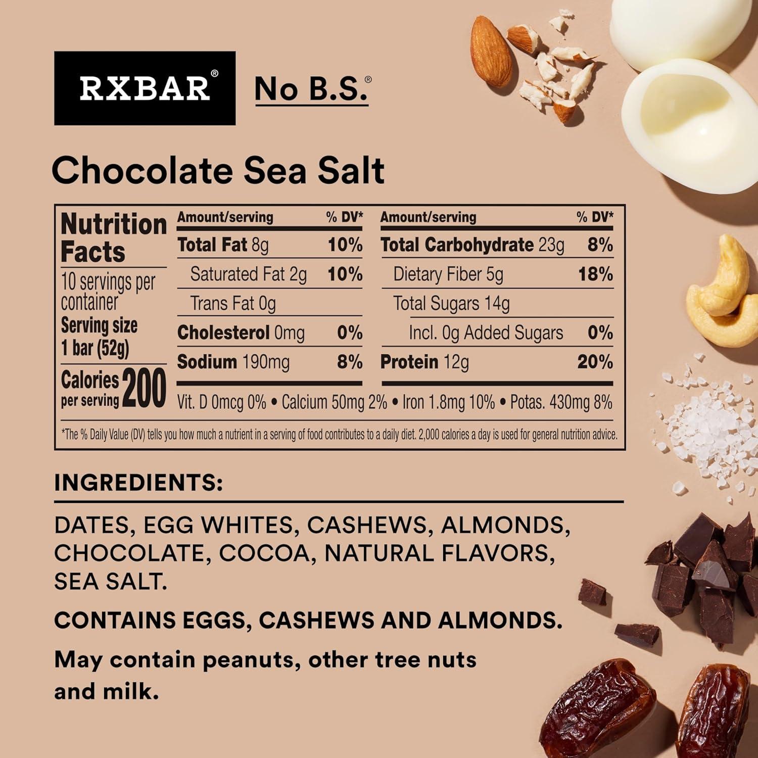image:imageRXBAR Protein Bars Protein Snack Snack Bars Chocolate Sea Salt 22oz Box 12 CountChocolate