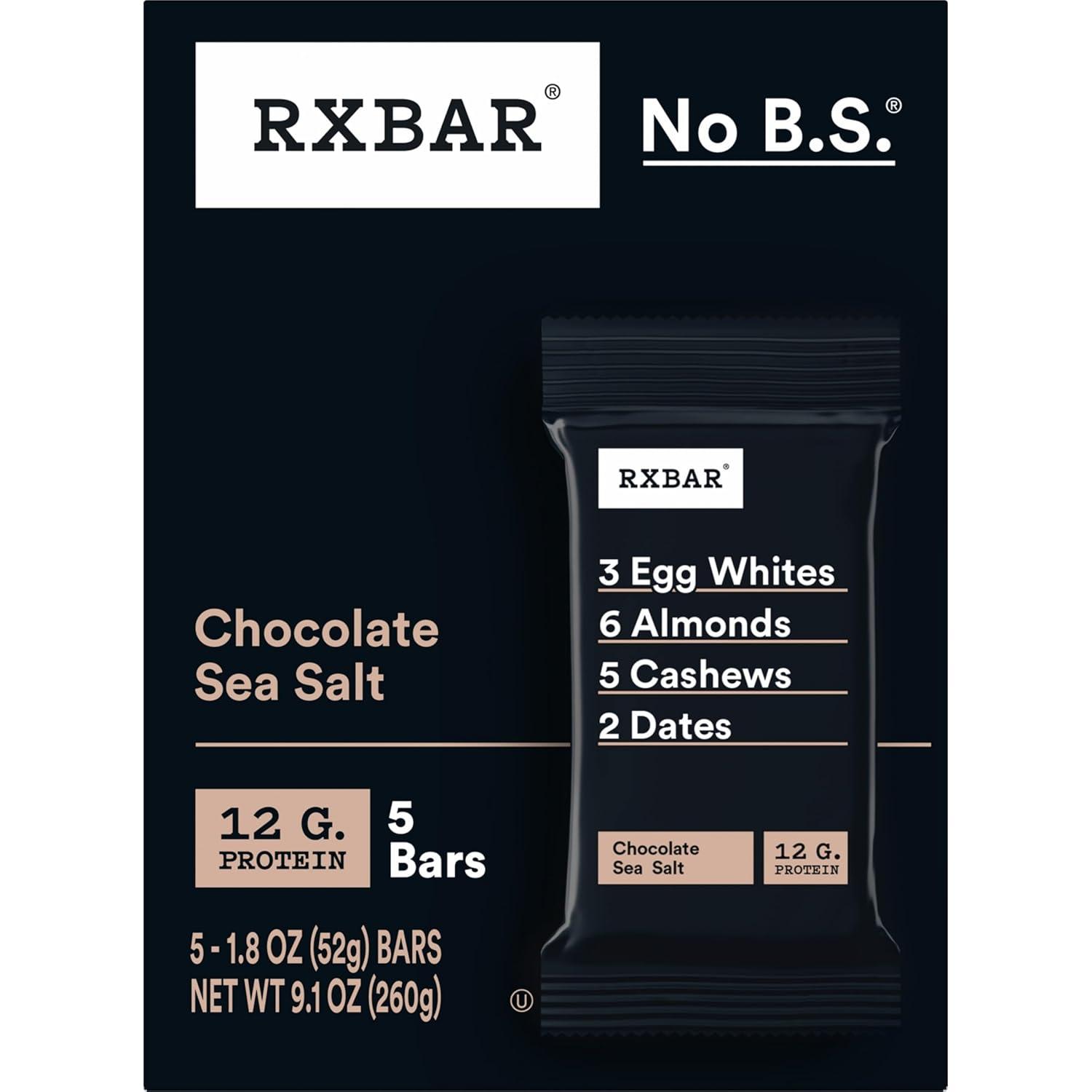 image:imageRXBAR Protein Bars Protein Snack Snack Bars Chocolate Sea Salt 91oz 5 Count5 Count Pack of 1