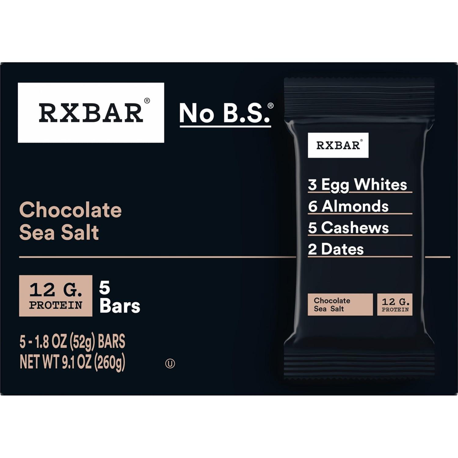 image:imageRXBAR Protein Bars Protein Snack Snack Bars Chocolate Sea Salt 91oz 5 Count5 Count Pack of 1