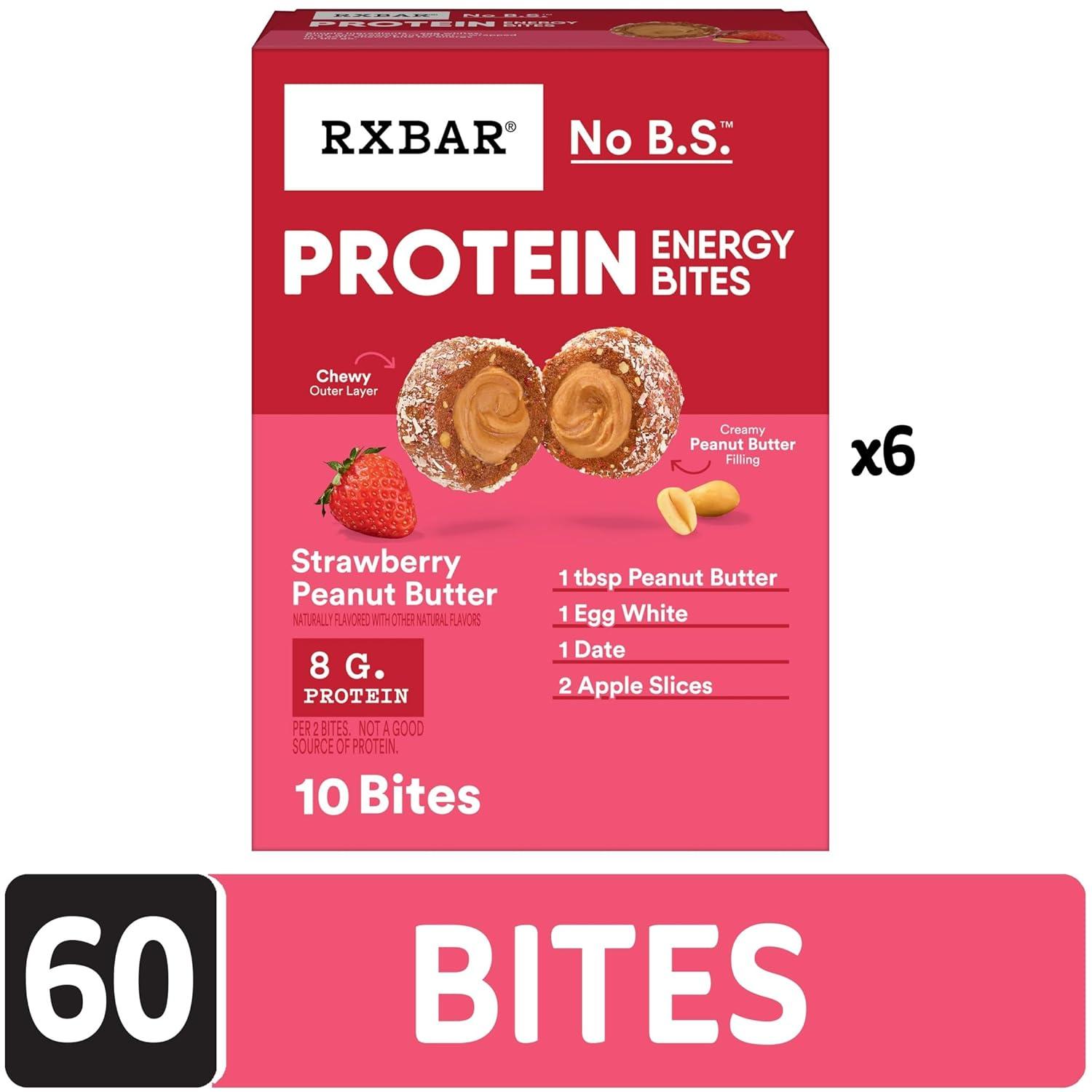 image:imageRXBAR Protein Energy Bites Gluten Free Energy Snacks Protein Snacks Variety Pack 20 BitesStrawberry Peanut Butter