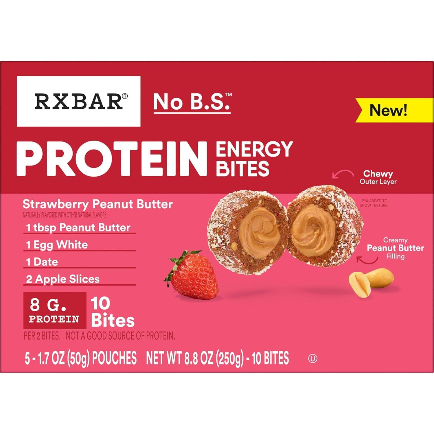 image:imageRXBAR Protein Energy Bites Gluten Free Energy Snacks Protein Snacks Variety Pack 20 BitesStrawberry Peanut Butter