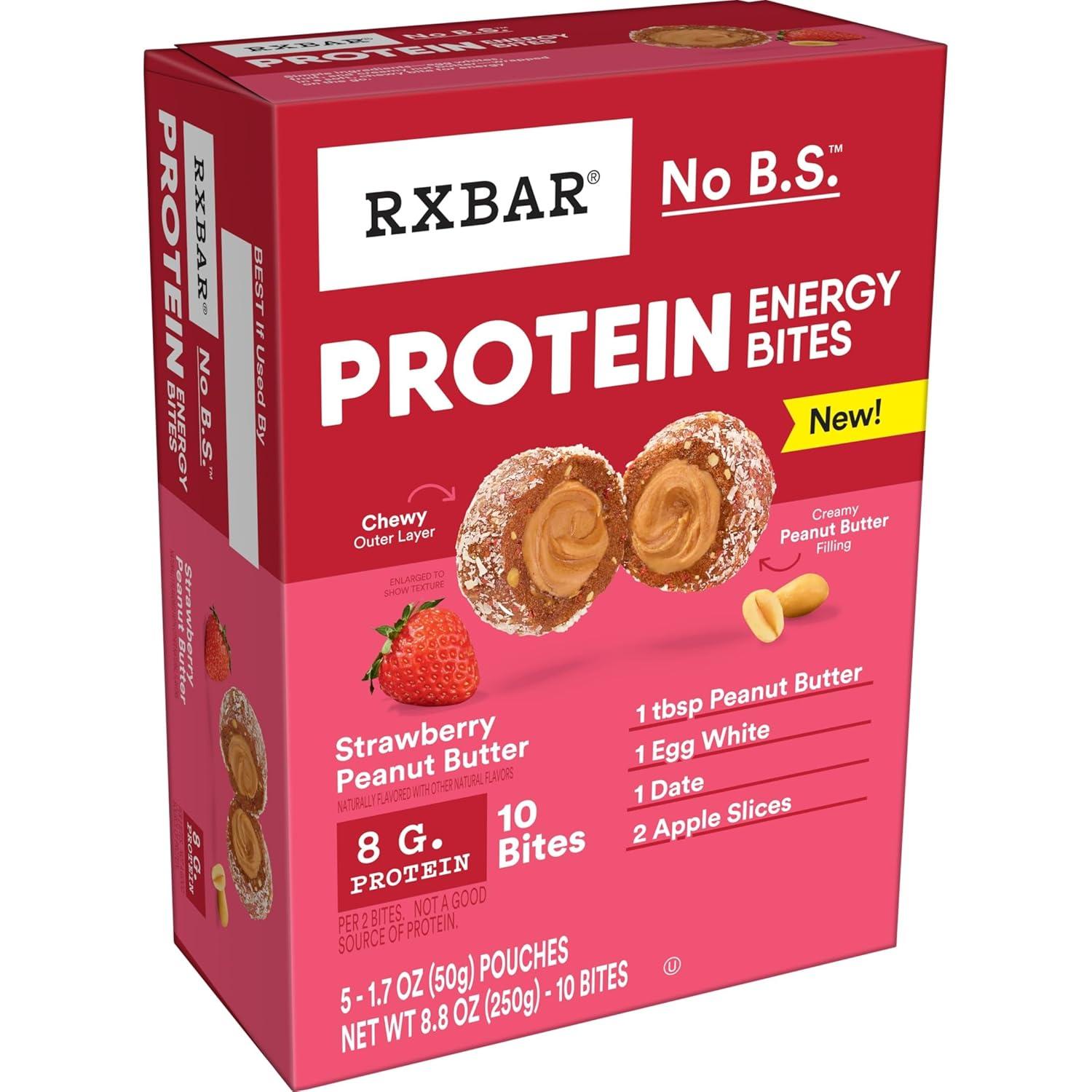 image:imageRXBAR Protein Energy Bites Gluten Free Energy Snacks Protein Snacks Variety Pack 20 BitesStrawberry Peanut Butter