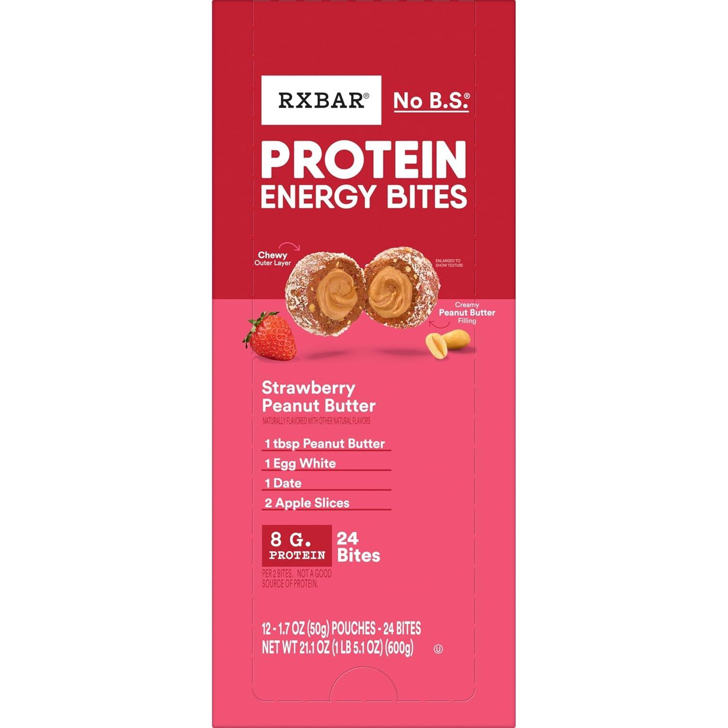 image:imageRXBAR Protein Energy Bites Gluten Free Energy Snacks Protein Snacks Variety Pack 20 BitesStrawberry Peanut Butter