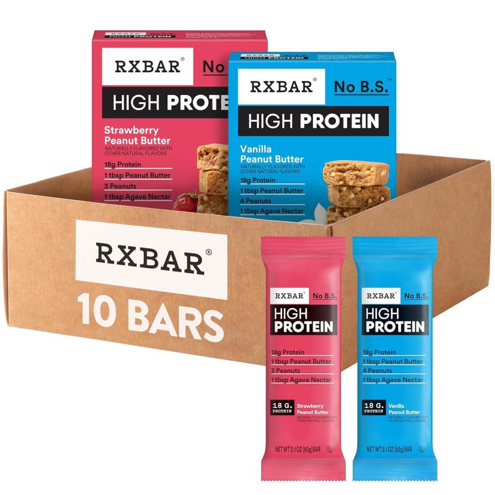 image:imageRXBAR High Protein Bars Gluten Free Protein Snacks Strawberry Peanut Butter 253oz Box 12 BarsVariety Pack