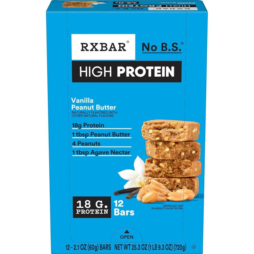 image:imageRXBAR High Protein Bars Gluten Free Protein Snacks Vanilla Peanut Butter 253oz Box 12 Bars12 Bars