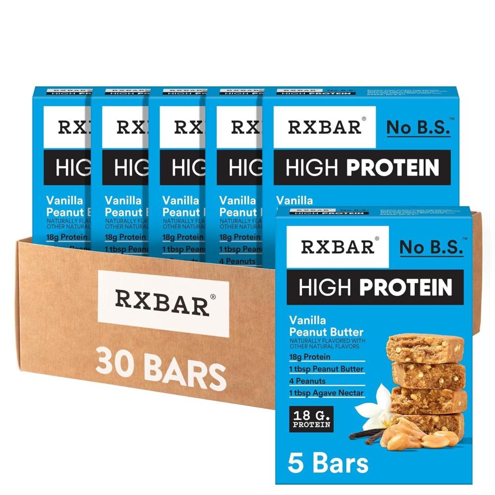 image:imageRXBAR High Protein Bars Gluten Free Protein Snacks Vanilla Peanut Butter 253oz Box 12 Bars30 Bars