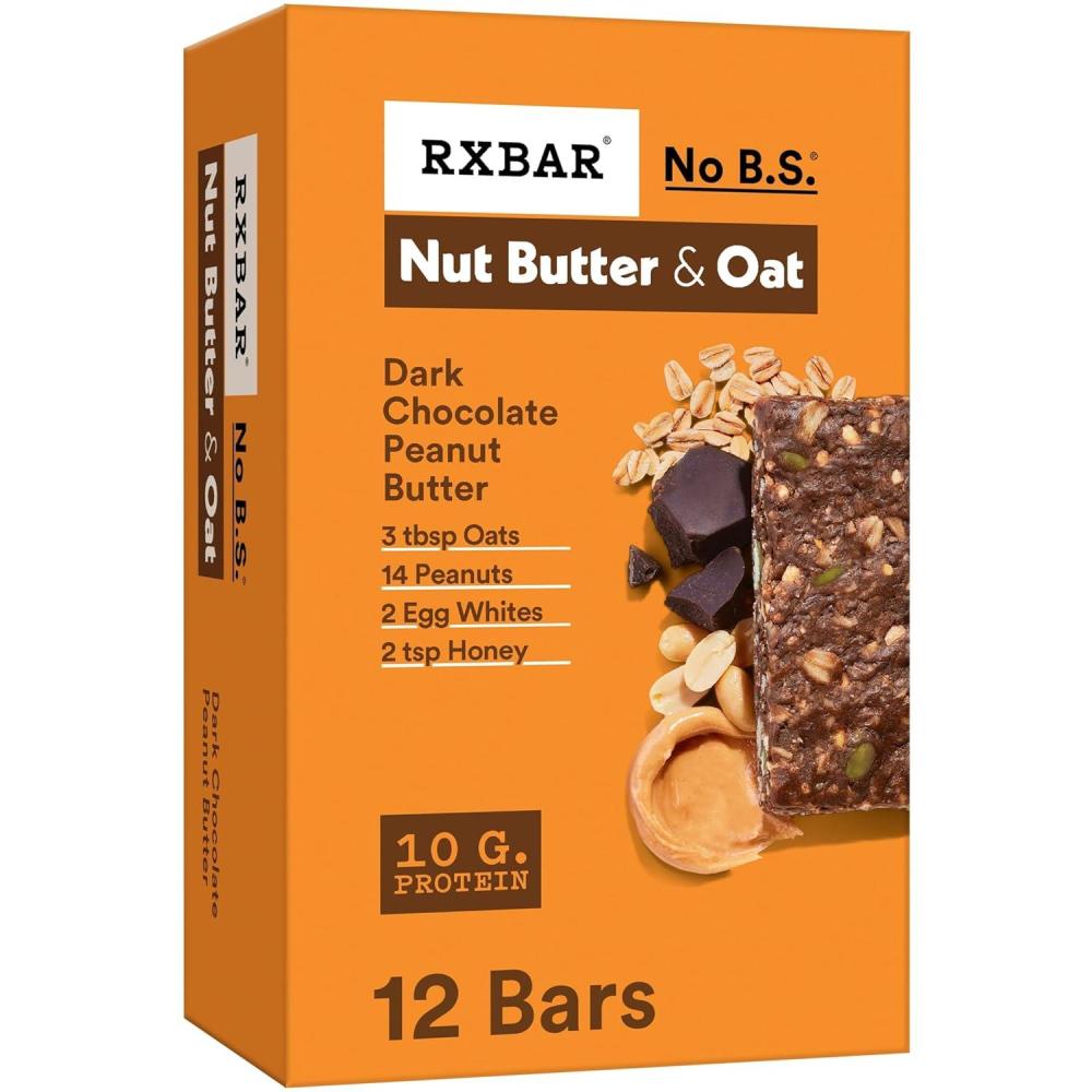 image:imageRXBAR Nut Butter and Oat Protein Bars Protein Snacks Dark Chocolate Peanut Butter 6 Boxes 30 Bars12 Count