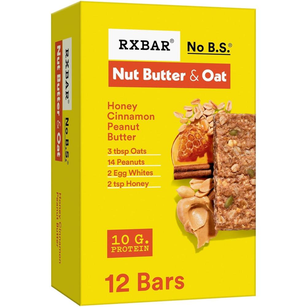 image:imageRXBAR Nut Butter and Oat Protein Bars Protein Snacks Snack Bars Honey Cinnamon Peanut Butter 232oz Box 12 Count