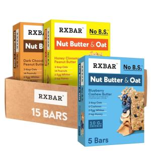 image:imageRXBAR Nut Butter and Oat Protein Bars Protein Snack Snack Bars Variety Pack 3 Boxes 15 Bars