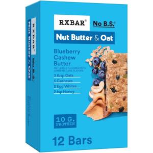 image:imageRXBAR Nut Butter and Oat Protein Bars Protein Snacks Blueberry Cashew Butter 6 Boxes 30 Bars12 Count