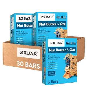 image:imageRXBAR Nut Butter and Oat Protein Bars Protein Snacks Blueberry Cashew Butter 6 Boxes 30 Bars30 Count