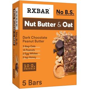 image:imageRXBAR Nut Butter and Oat Protein Bars Protein Snacks Snack Bars Dark Chocolate Peanut Butter 97oz Box 5 Count5 Count Pack of 1